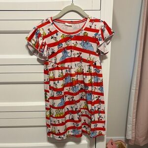 2t girls Dr. Seuss inspired Striped Character Print Dress - Red & White
